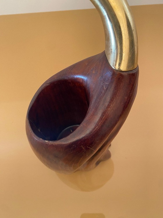 Image 1 of De Stijl Firenze Portabottiglie Legno Metallo Ottone Scultura Uccello anni '70