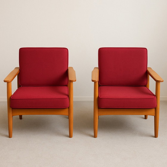 Image 1 of Excepcional conjunto de sofá y sillón Knoll Antimott de mediados de siglo, estilo danés moderno, década de 1970