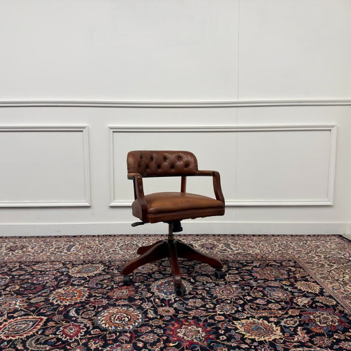 Silla de oficina Chesterfield Wade inglesa marrón
