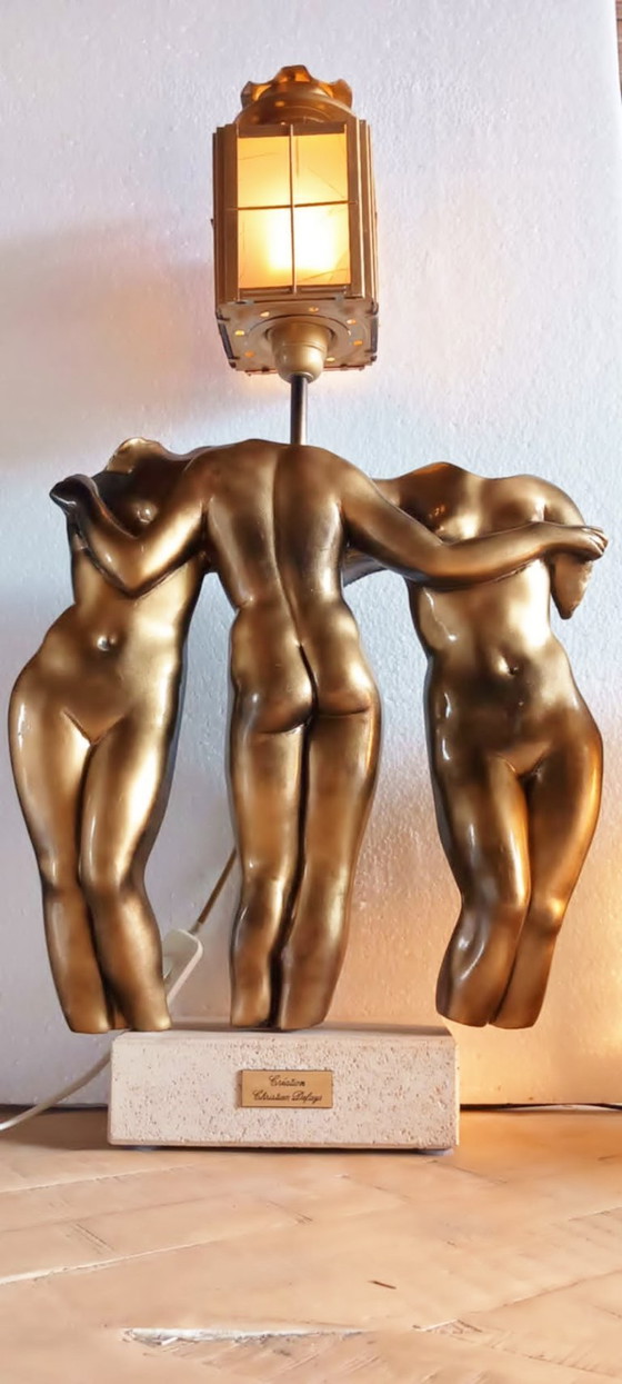 Grande lampe sculpturale au design vintage - Style Hollywood Regency, par l'artiste belge Christian Defays. (photo 2 of 7)