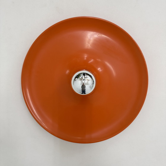Image 1 of Lampada a disco Honsel Orange Space Age di Mid-Century Design, anni '70 attribuita a Charlotte Perriand per Les Arcs