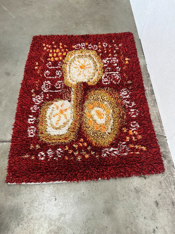 Image 1 of Scandinavian Vintage Wool Rug, Rya, Sweden 1960s