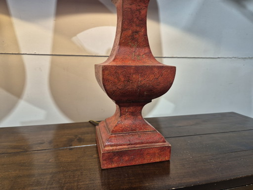 French Red Gesso wooden Table Lamps with matching Shades