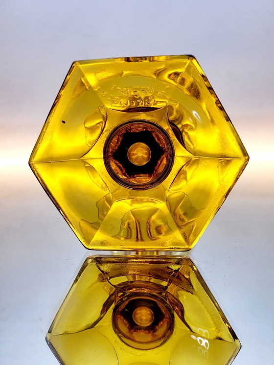 Image 1 of Val Saint Lambert Art deco Vase, Luxval Serie Modell Américain M, bernsteinfarben, Belgien