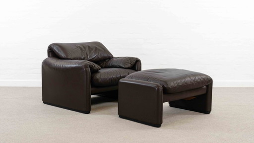 Maralunga Easy Chair and Footrest by Vico Magistretti for Cassina