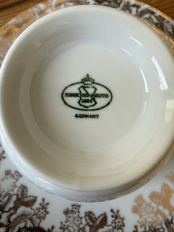 Image 1 of Trio di porcellane vintage Mitterteich Bavaria – Fiori dorati e Korneuburg