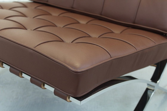 Image 1 of Barcelona Knoll Brown Tobacco Leather Mies Van Der Rohe Knoll Seats