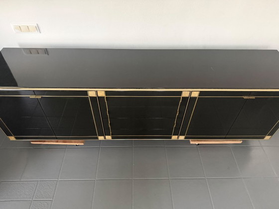 Pierre Cardin Sideboard With Brass Black Lacquered Shell Inlays, 1980 – Wood (photo 62 of 64)