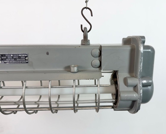 Image 1 of Grijze industriële hanglamp met buisconstructie van Elektrosvit, jaren 70.