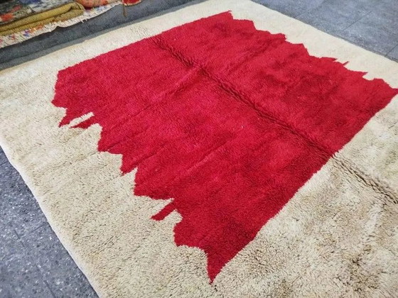 Tappeto berbero marocchino 300 × 200 cm – ecru, rosso e marrone, motivo grafico – Tappeti, Lana, Cotone (photo 3 of 10)