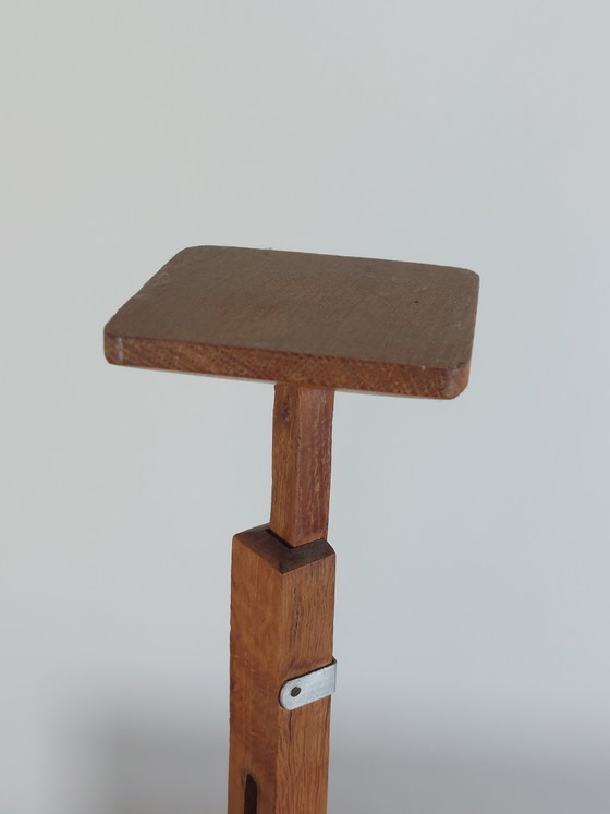 Image 1 of Porte-chapeau ancien français en bois, hauteur réglable, style Art déco