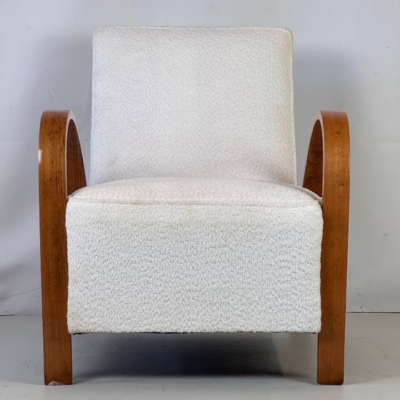 Image 1 of Paar französische Art-Déco-Sessel mit weißem Bouclé-Stoff, 1930er Jahre