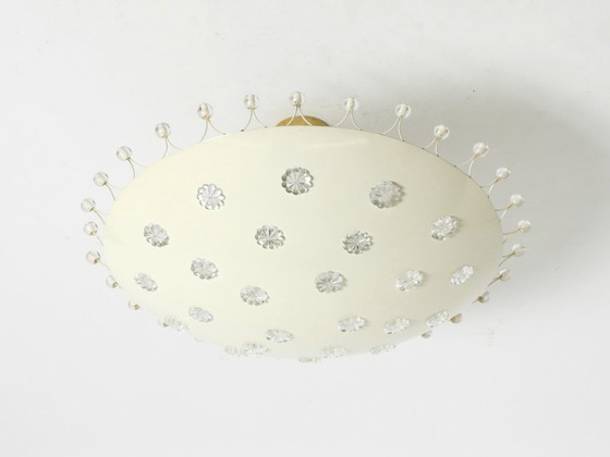 Image 1 of Preciosa lámpara de techo grande de metal de mediados de siglo, diseñada por Emil Stejnar para Rupert Nikoll.