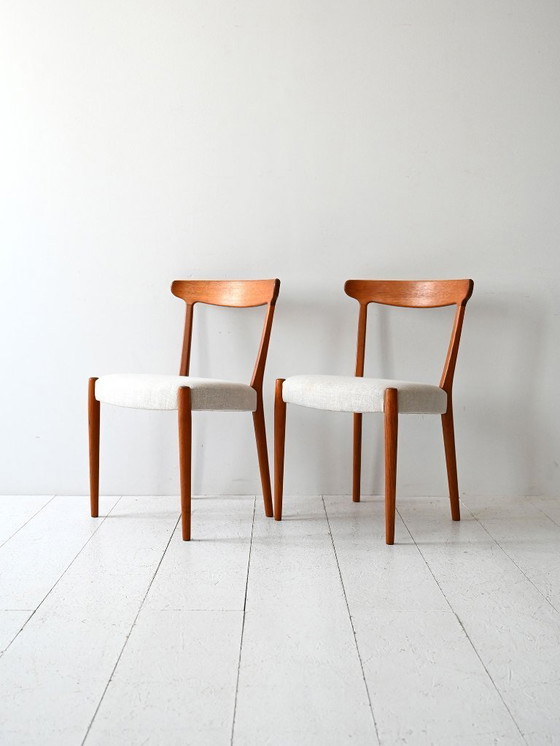 Image 1 of Pair of 1960s Scandinavian Teak Chairs with Curved Back