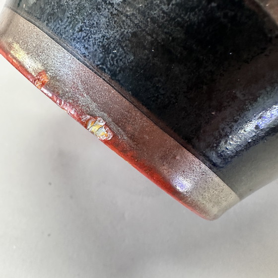 Image 1 of Art Deco vase – Boch Frères Keramis – ca. 1930 – orange, black & silver lustre