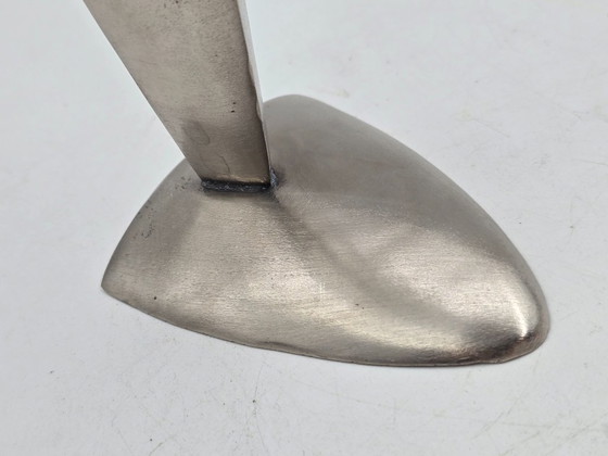 Image 1 of Vintage industriële massief RVS vaas