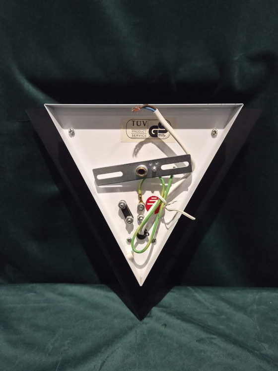Image 1 of Set of 2 vintage triangular wall lamps – black/smoked glass – Herda design