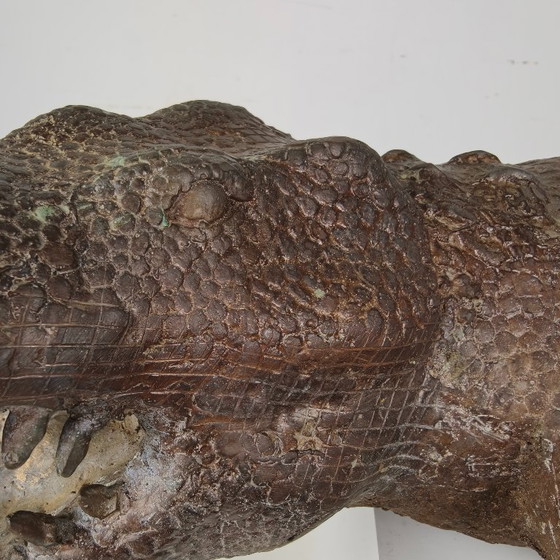 Image 1 of Monumental bronze crocodile sculpture from the 20th century