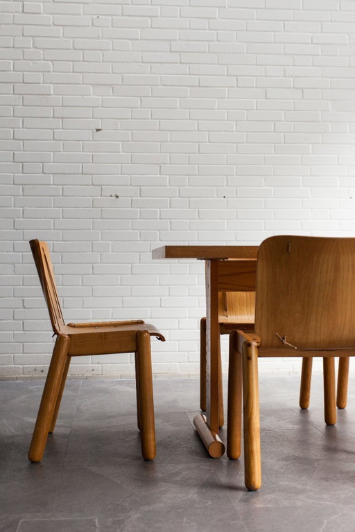 Essgruppe aus Sperrholz mit 5 Stühlen, Italien, 1970er Jahre