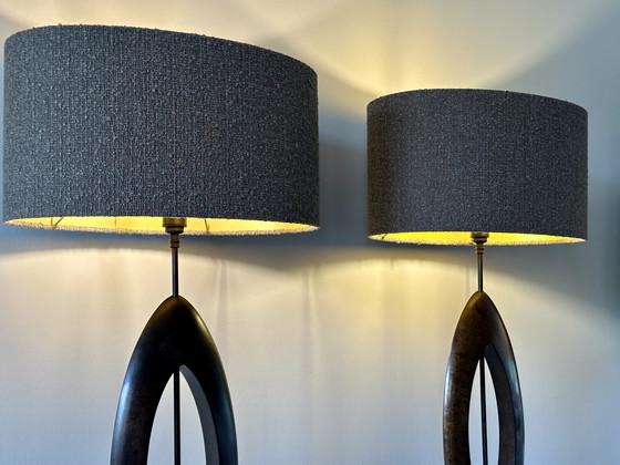 Image 1 of Porta Romana Sculpted Manhattan Large table lamp set 2 pieces