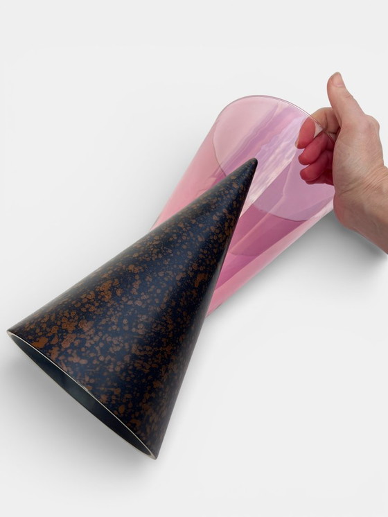 Image 1 of Postmoderne Vase aus Glas und Keramik, 1980er Jahre