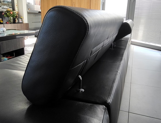 Image 1 of Divano di design in pelle nera a 2,5 posti, 235 cm