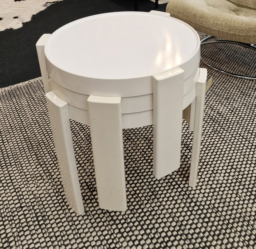 Tables d'appoint design vintage Italie 70S blanc trois pièces