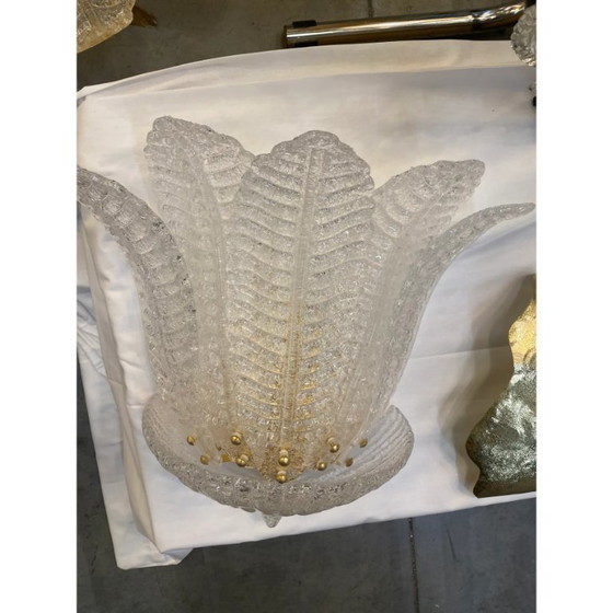 Image 1 of Coppia di applique da parete Tronchi in vetro di Murano trasparente e dorato