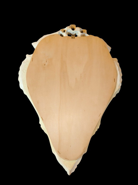 Image 1 of Set aus 2 Florentiner Barock Wandspiegeln 55×36 cm – Italien Vintage 1950–1970 – handbemaltes Holz mit Craquelé & Pastellblüten 