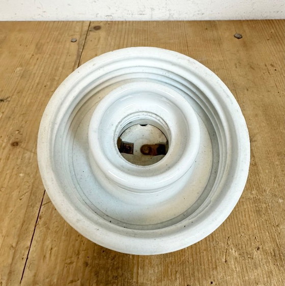 Image 1 of Vintage White Porcelain Wall Light with Milk Glass, 1960s