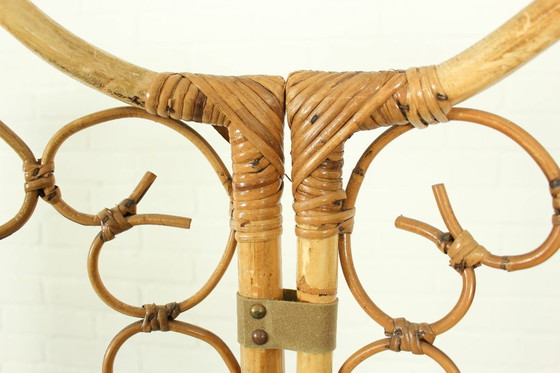 Image 1 of Paravento vintage in rattan – Paravento pieghevole decorato (anni '70)