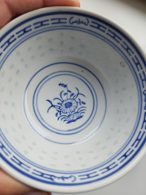 Ciotole tradizionali Jingdezhen a chicco di riso dipinte a mano vintage con mini teiera, Servizi da tavola (foto 5 di 14)
