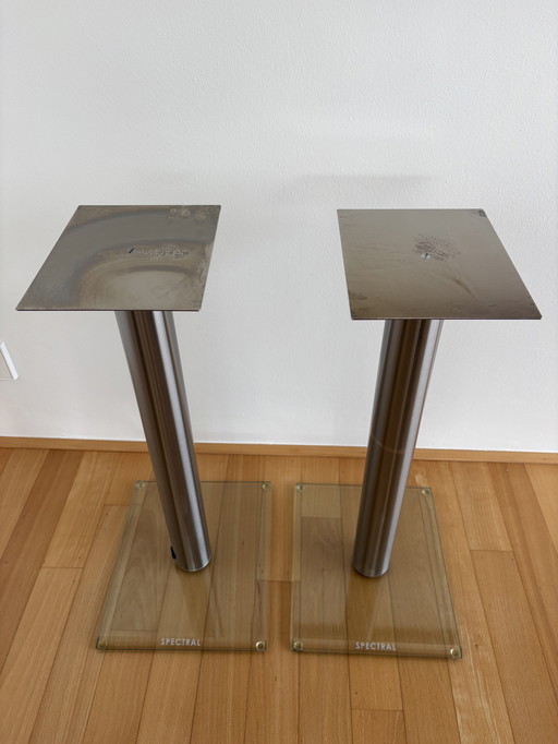 2 Spectrum speaker stands stainless steel with glass base