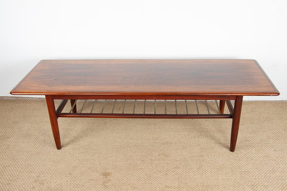 Image 1 of Grande tavolino in palissandro e tubi metallici, due livelli, Danimarca 1960