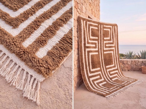 Tapis artisanal en laine naturelle 250cmx150cm – vloerkleden en tapijten, Cotton