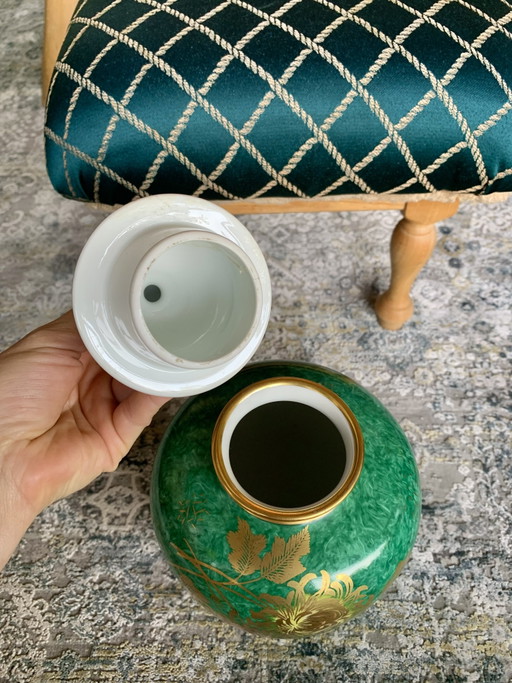 Rare Alka Kunst Bavaria lidded vase “Patricia” – Mid-Century collector's item with real gold (circa 1950s/60s) (photo 2 of 5)