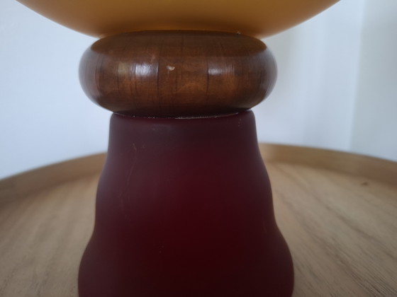 Image 1 of Vintage Cive Italian Bowl/Vase - Murano Glass with Wood - 26 cm