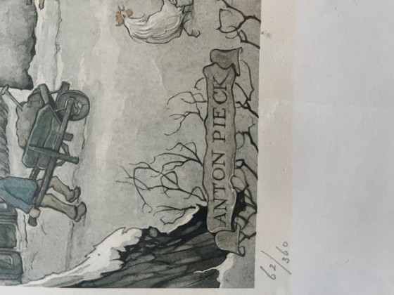 Image 1 of Framed etching by Anton Pieck