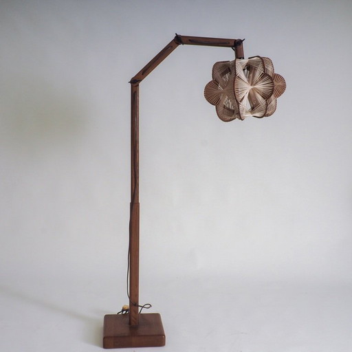 Vintage Danish floorlamp with woven shade