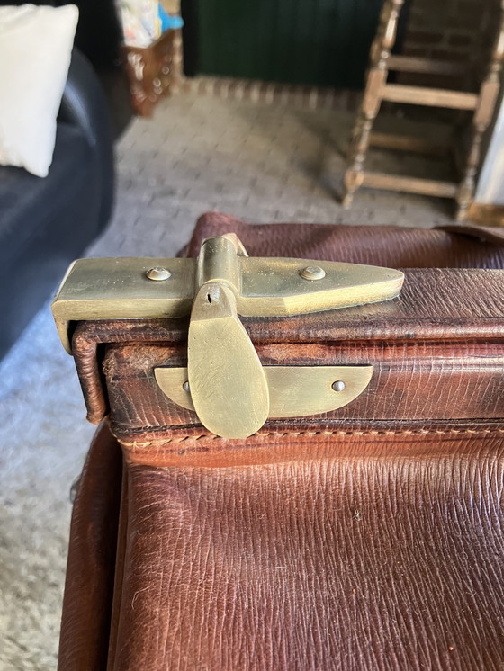 Image 1 of Unique Antique English Gladstone Bag ca. 1920