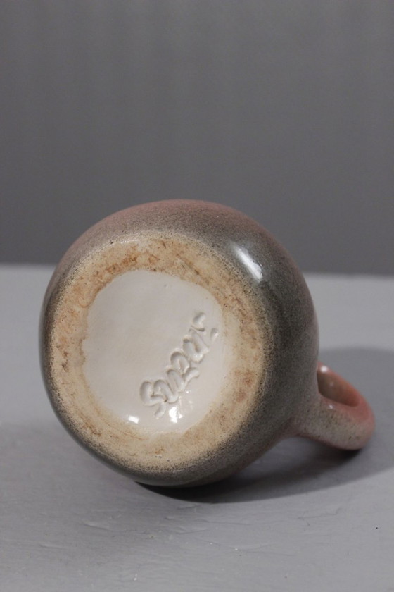 Image 1 of Servizio da caffè in ceramica da 9 pezzi, smalto rosa maculato Max Idlas, Francia, XX secolo