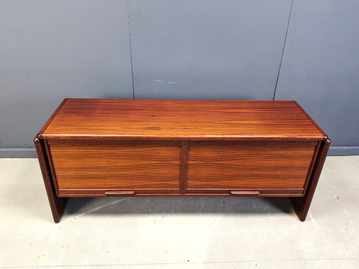 Rosewood Credenza With Vertical Tambour Doors by Dyrlund, 1960s