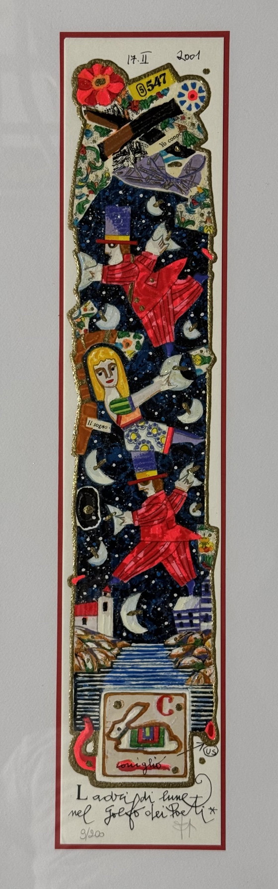 Siebdruck von F. Musante, 10x50cm, Diebe der Monde im Golf der Dichter – Lithographien & Drucke, Paper, Wood (photo 2 of 5)