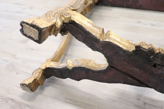 Image 1 of Antiker Konsolentisch aus Gildeholz mit Marmorplatte, Italien 18.