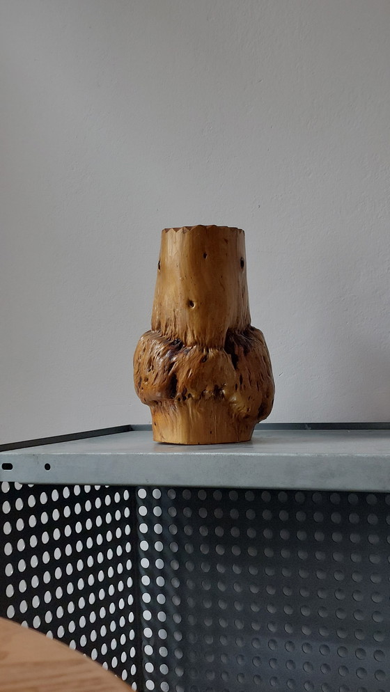 Image 1 of Hand-carved brutalist vintage root wood vase