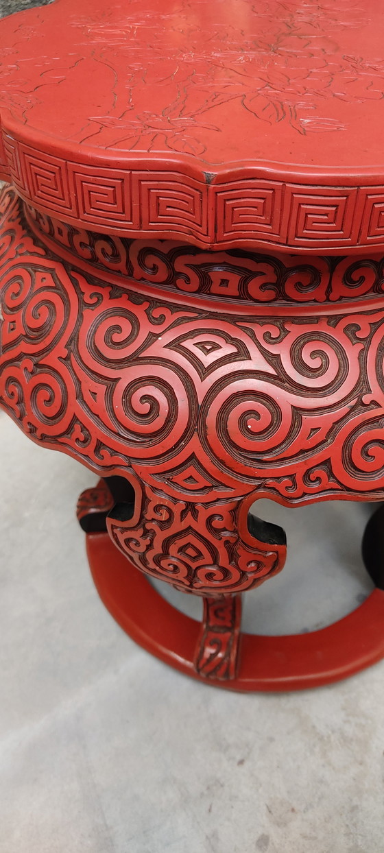 Image 1 of Chinese red cinnabar stool