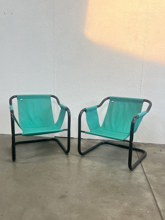 Image 1 of Zwei dänische Vintage-Sessel, Xcol, schwarzer Stahl mit grünem Stoff, 1980er Jahre