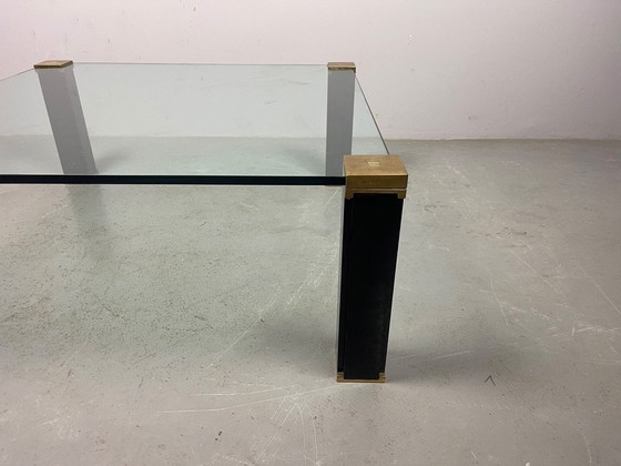 Hollywood Regency Mid-century Design Peter Ghyczy Glass & Brass Coffee Table. The Netherlands, 1970s. Ref.: (photo 2 of 12)