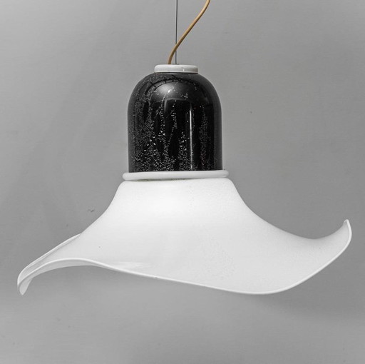 Vintage-Hängelampe aus Glas und Metall – Moderne Antiquitäten der 70er Jahre