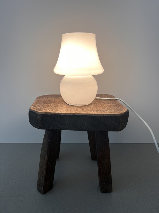 Vintage stijl opaline glazen paddenstoel tafellamp – Space Age silhouet – L. Dake & Zn, Tafellampen, Glass (photo 7 of 8)